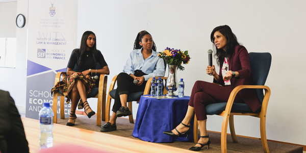 Gita Gopinath, the First Deputy Managing Director of the International Monetary Fund, in conversation with Wits students. Gita Gopinath, the First Deputy Managing Director of the International Monetary Fund, in conversation with Wits students.